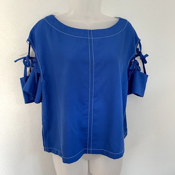 Tracy Reese Tops - NEW Tracy Reese Split Sleeves Top Blue Nautical Blouse Sz S
